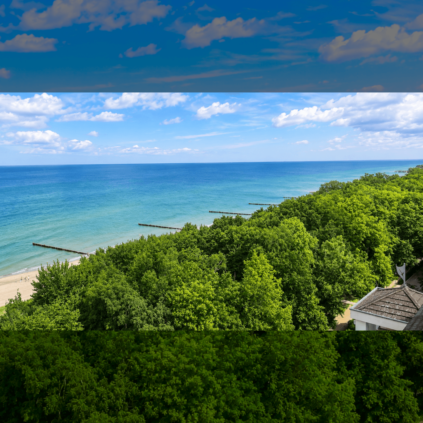 Live über den Dächern von Kühlungsborn mit Strand und Ostsee