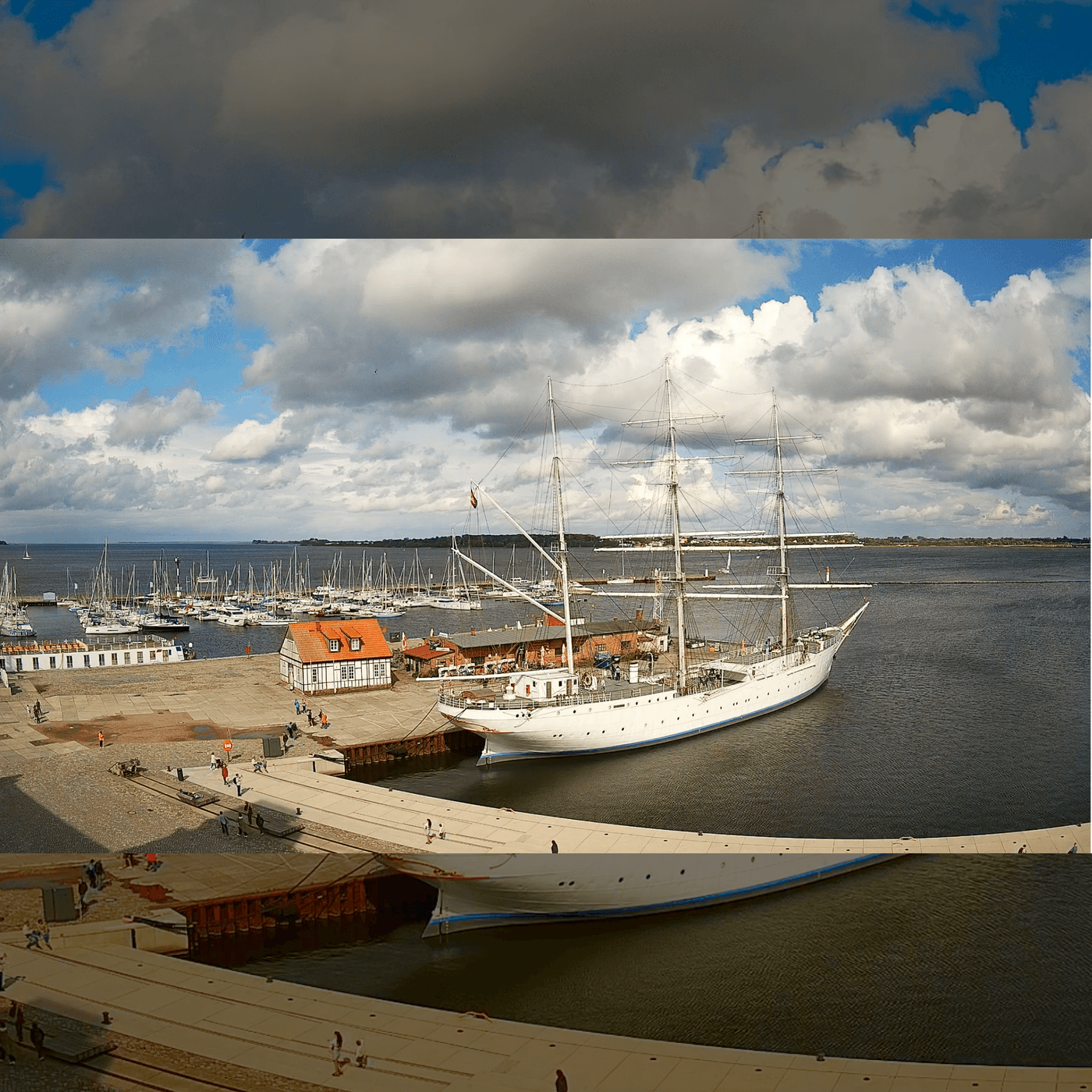 Webcam aus Stralsund mit Segelschulschiff Gorch Fock